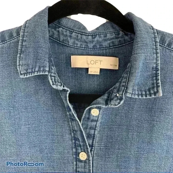 LOFT Soft Denim Color Blouse - Picture 2 of 4